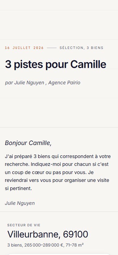 La page reçue par le client, au nom de l’agent